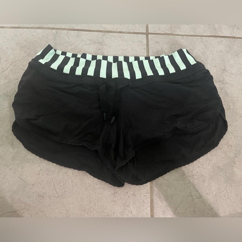 Lululemon Athletica Black Shorts with White Striped Waistband